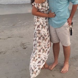 American Eagle off the shoulder slit dress